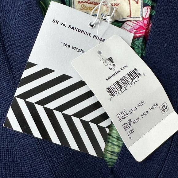 Sandrine Rose Butterfly Fern Mixed Media Wool Cardigan Sweater Women Small NWT - Picture 11 of 12